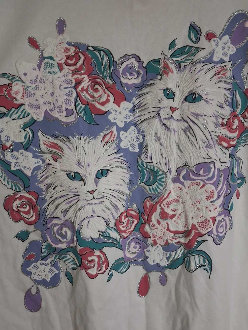 Vintage 1980s kitty cat puff paint sweater by C.P. Sport. Size 3X.